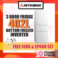 [FREE GIFT] Mitsubishi 3 Door Fridge 402L MR-CGX46EN-GWH Inverter Glass door & Ice Maker Bottom Free