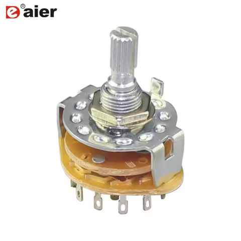4PCS Metal Rotary Switch 20MM 1 Pole 12 Position M9X0.75 18 Teeth Knurl Shaft With Solder Terminals 