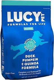 Lucy Pet Products Formulas for Life Duck, Pumpkin &amp; Quinoa Dry Dog Food, All Life Stages, Digestive Health, Sensitive Stomach and Skin, 4.5lb bag