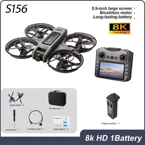 ZNLYRION 8K RC Drone S156 Dual Camera Quadcopter with 5.9-inch Screen Remote Brushless Motor Optical