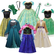 Anna Princess Dress for Kids Girl Cosplay Costume Children's Halloween Carnival Performance Clothes 