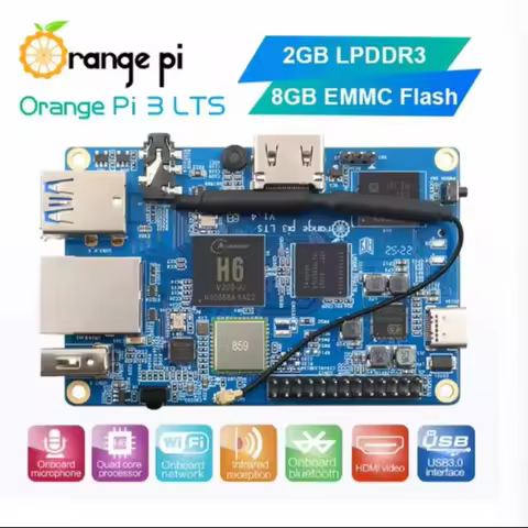 Orange Pi 3 LTS 2GB RAM 8GB eMMC Single Board Computer