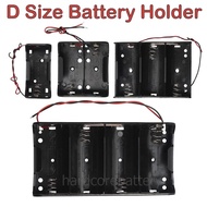 Battery D Holder 1 2 3 4 Slots D Size Battery Holder with Wire Lead Dual Slot Casing Storage Case Plastic Box 1.5V 3V