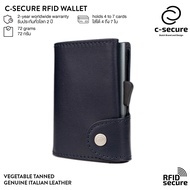 C-SECURE 2025[พร้อมส่ง] กระเป๋าใส่บัตร (RFID Protection) รุ่นหนังฟอกฝาด สีดำ (เคสบัตรสีเทา)