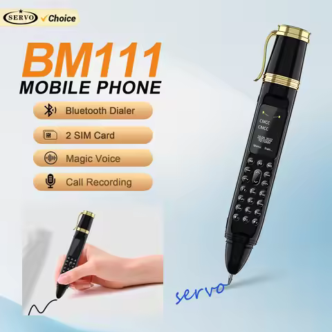 SERVO BM111 Pen Style Mobile Phone Magic Voice Bluetooth Dialer FM Radio 2G Dual SIM Standby 0.96" S