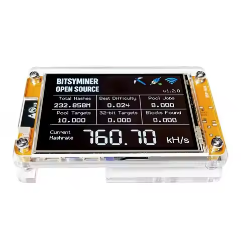 Nmminernerdminer V2 780KH/S ESP32-Nmminer, Smart Display Crypto Solo Lottery 750KH/S Bitcoin Mining