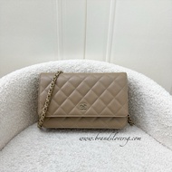 (Pre-loved) Chanel Classic Wallet on Chain WOC in Dark Beige Caviar and GHW