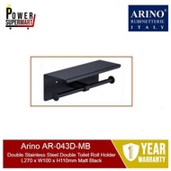 Arino AR-043D-MB | Double Stainless Steel Double Toilet Roll HolderL270 x W100 x H110mm  | Matt Black| 1 Year Warranty