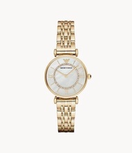 นาฬิกาข้อมือผู้หญิง Emporio Armani Women's Two-Hand Gold-Tone Stainless Steel Watch-AR1907