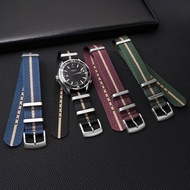 Omega 007 Nylon Canvas Strap Replacement Wristband 20/22mm with Durable Silver Buckle for Versatile 