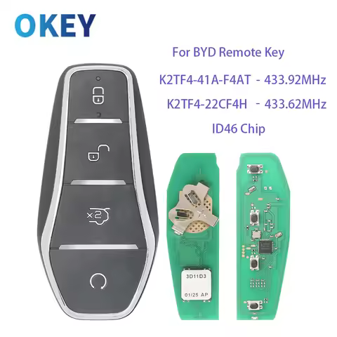 Okey Remote Smart Car Key K2TF4-41A-F4AT 433.92MHz K2TF4-22CF4H 433.62MHz For BYD Dolphin Qin Yuan S