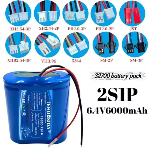 32700 2S1P 6.4V 6000mAh LiFePo4 Battery Pack, Cylindrical Power Battery Solar Energy Storage High-de