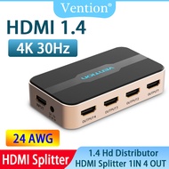 Vention HDMI 1X4 Splitter 1 In 4 Out Spliter สำหรับ TVbox PS3/4แล็ปท็อป HDMI Switch Adapter พร้อมแหล