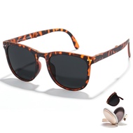 Cyxus TR90 Material Foldable Square Sunglasses Women Summer UV Protection Sunscreen Polarized 1019
