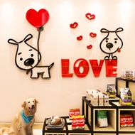 【MANDAO】สติกเกอร์ติดผนังสุนัขน่ารัก 3d ตกแต่งผนังอะคริลิคห้องเด็กอนุบาลร้านขายสัตว์เลี้ยงตกแต่งผนัง