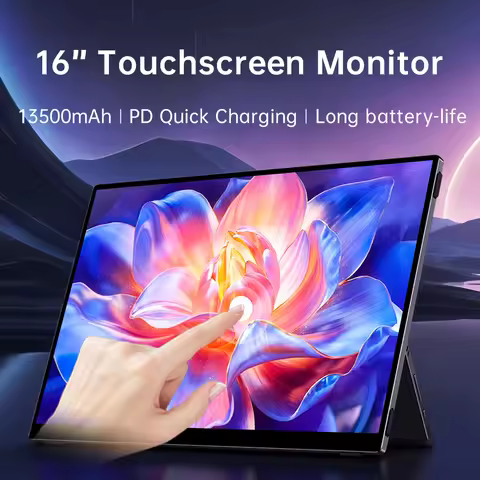 VCHANCE 16'' 4K Touch Portable Monitor 13500mAh Battery 100%DCI-P3 Traveling Display for Macbook Lap