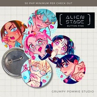 ALIEN STAGE Holo Heart Metal Button Pin / 2.25 inches Tin Badge [ALNST UNOFFICIAL/FANMADE Merch]