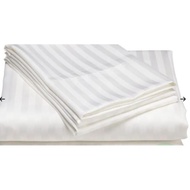 Hotel 3CM Dobby Stripe Fitted Bedsheet Plain White / Cadar Hotel Warna Putih / Katil Tilam Putih / Queen
