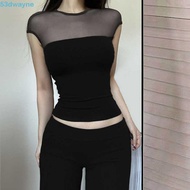 DWYANE Lace Leotard Crop Top - Translucent Padded Vest Top for Women