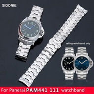 ◄ เหมาะสำหรับ Panerai PAM441 111 สายนาฬิกาผู้ชายสายเหล็กข้อศอกผีเสื้อนาฬิกาเข็มกลัดผีเสื้อ 24 มม.