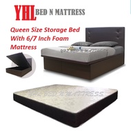 YHL Queen Size Storage Bed Frame With 6 / 7 Inch High Density Foam Mattress