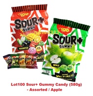 [HALAL] LOT100 Sour+ Plus Gummy Candy (580g / Pack) - Assorted / Apple