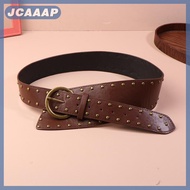 JCAAAP Western Cowboy Leather Belt For Women Punk Gothic Decorative Wild Waistband Retro Wide Belt