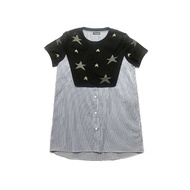 ZGK0 11.5 j Knitted Patchwork Striped Shirt Dress 11.5 j