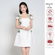 High-end white designer dress with luxurious embossed shoulder flowers [Real photo] The Shilla-CG.C6
