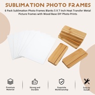 6 Pack Sublimation Photo Frames Blanks 5 X 7 Inch Heat Transfer Metal Picture Frames with Wood Base 