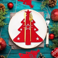 PurpleSun Christmas Tree Cutlery  Fork Covers Table Decor Elk Xmas Tableware Pocket Holder Bags New Year Party Decorations Home SG