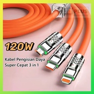 DJDPlus 3 in 1 120W Fast Charging Data Cable, Micro USB, Type C, iphone, Universal Fast Charging Cab