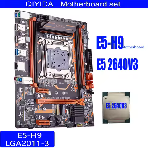 Qiyida X99 Motherboard Set with E5H9 LGA2011-3 Xeon E5 2640 V3 CPU Support 4 channels DDR4 3200/2400