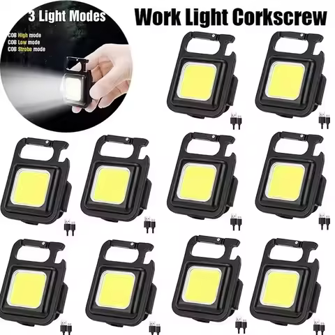 LED Flashlight Super Bright 1500LM Folding Bracket Bright EDC Keychain USB Rechargeable Waterproof L