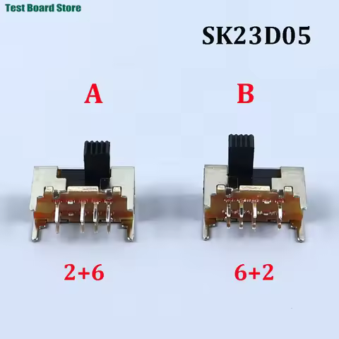 5/10/20PCS SK23D05 G6 Panel PCB 8Pin 3 Position 2P3T DP3T Slide Switch Side Knob Straight Foot Switc
