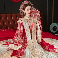 YQXiuhe Clothing2022New Bride Wedding Hanfu High-End Heavy Industry Xiuhe Chinese Wedding Dress a Chaplet and Official R
