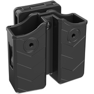 Universal Double Magazine Pouch, OWB 9mm .40 Double Stack Mag. Holder Dual Stack Adjustable Retentio