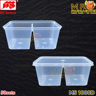 CB D750 / D1000 2 Compartment Container With Lid ( 50sets± ) Disposable PP Lunch Box Plastic Food Bo