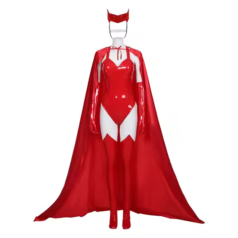 Wanda Vision Scarlet Witch Wanda Maximoff Cosplay Fantasy Costume Disguise Women Cloak Dress Jumpsui