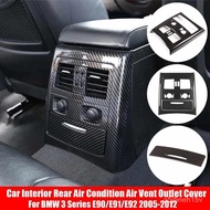 Car Interior Rear Air Vent Outlet Carbon Fiber Texture Cover Decoration For-BMW 3 Series E90 E91 E92 E93 2005-2012