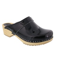 Bjork Maja Wood Open Back Leather Clogs