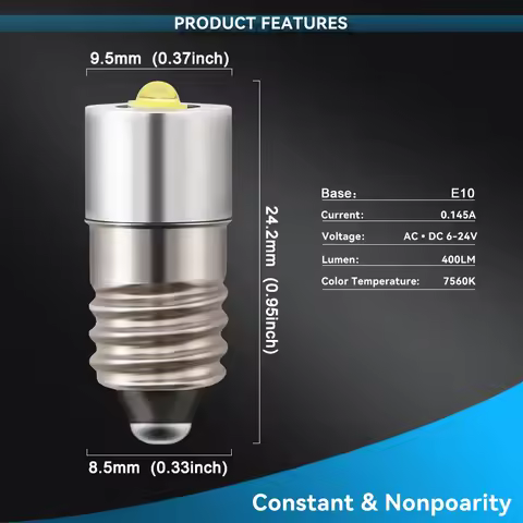 2x E10 LED Flashlight Replacement Bulb 18V 12V 19.2V 13.5V 6-24V 3W LED Conversion Compatible Ryobi 