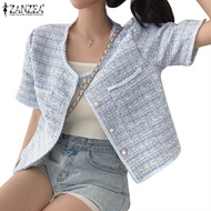 ZANZEA Women Korean Fashion Short Sleeve Loose Small Fragrance Sweet Blazer