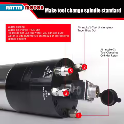 3.2kW 220V/380V ATC Automatic Tool Change Spindle Motor BT30 Tool Holder, 12000RPM, Water-Cooled, Su