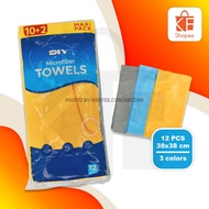 Microfiber Towels Large 12pc Pack 38x38cm Orange, Grey, Blue kcS11207
