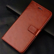 For Realme 5i RMX2030 Genuine Leather Case Vintage Wallet Simple Folding Flip Case with Kickstand Ca