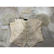Preloved fashion beige color top