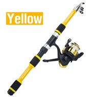 AKAKUMA 1 Set Fishing Rod and Reel Combos 1.8M Glass Fiber Telescopic Fishing Rod With 5.2:1 Spool F