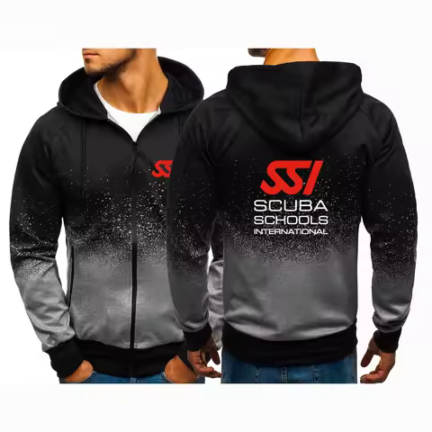 2022 Scuba Diving Dive SSI Men's New Fashion Hoodies Casual Harajuku Gradient Color Cardigan Coat Fl