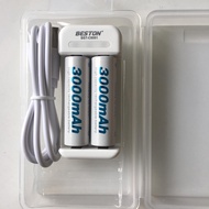 HN  Bộ sạc pin 2 cổng Beston C8001 Sạc được 2 loại pin AA/AAA 1.2V dùng cho micro không dây điều khi